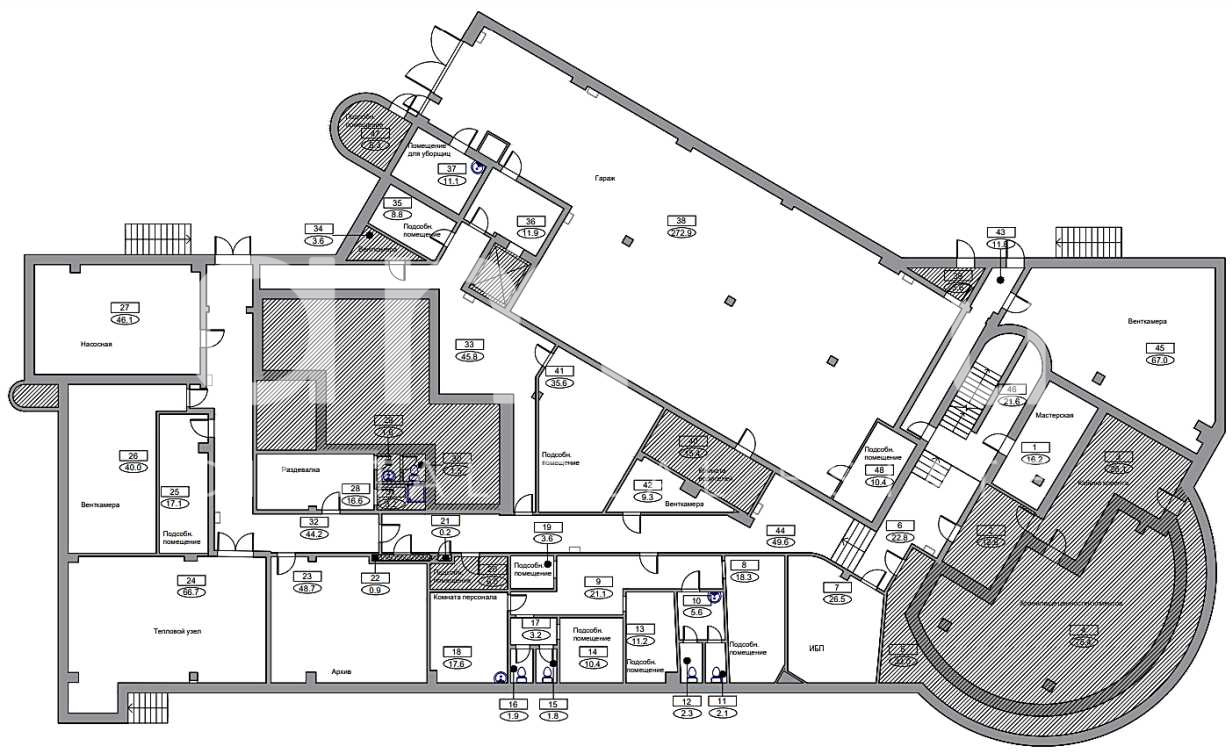 Планировка офиса 4817.4 м², 1 этаж, Административное здание «г Зеленоград, Центральный пр-т, 438А»